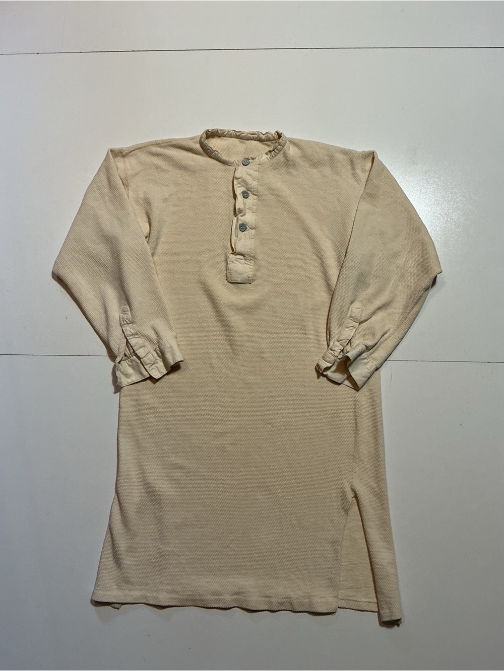 Vintage Thermal Long Johns Underwear Nightshirt Baselayer Henley Button Shirt